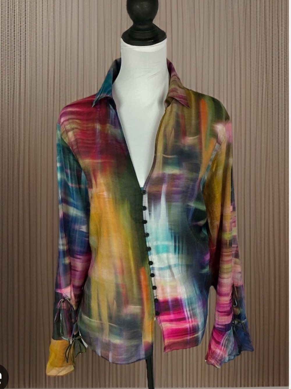 Express Multicolor Sheer Button-Front Blouse